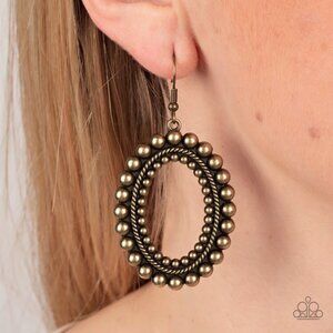 Paparazzi Jewelry Accessories - Homestead Hideaway - Brass Earrings - Vintage